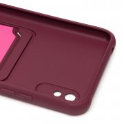 Чехол-накладка - SC304 с картхолдером для Xiaomi Redmi 9A (бордовая) (208501) — 2
