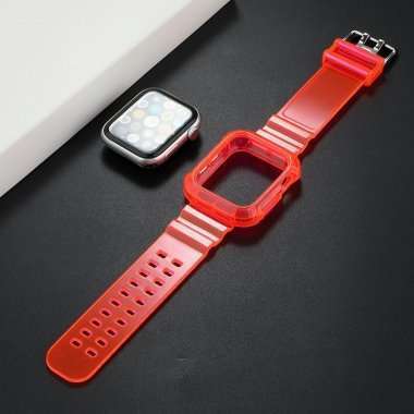 Ремешок для Apple Watch 42 mm прозрачный с кейсом (розовый) — 5