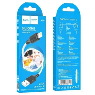 Кабель Hoco X90 Cool (USB - lightning) 100см 2.4A (белый) — 2